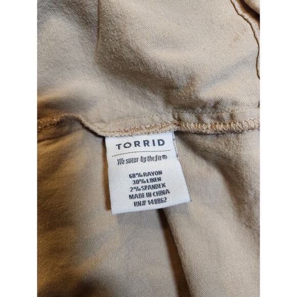 TORRID $127 14 16 XL Linen Blend Relaxed Fit Lightweight Beige Stretch Blazer - Picture 9 of 11